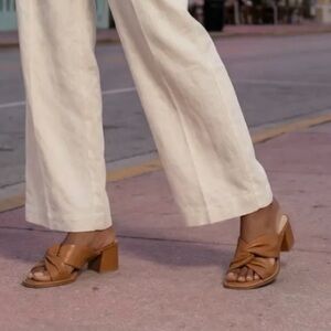 Ateliers Doria Tan Leather 2” Block Heel Sandals